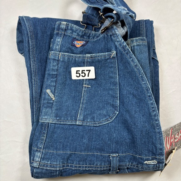 Dickies Overalls Men 38x32 Blue Denim Bib R8396PS Prewashed Workwear Vintage - Picture 15 of 15